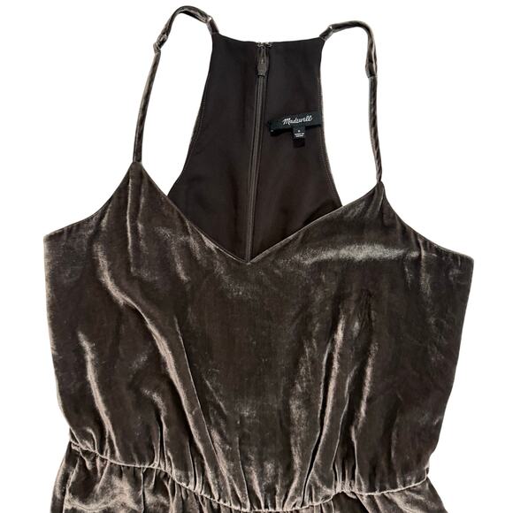 Madewell Crushed Velvet Silk Blend Jumpsuit XS 0 Brown Wide Leg Adjustable - Picture 4 of 8